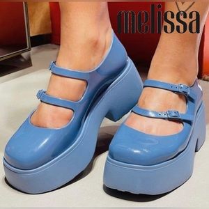 Melissa Blue Rubber Platform Mary Janes